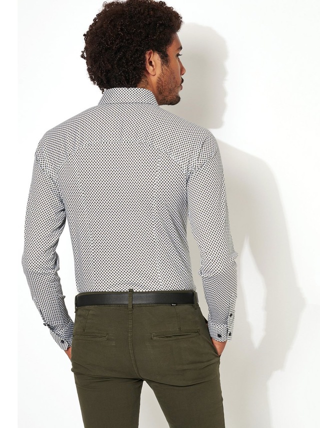 DESOTO Langarmhemd »Jerseyhemd Casual Kent langarm« Flexibler Stretch, mit Minimal Print, Kentkragen