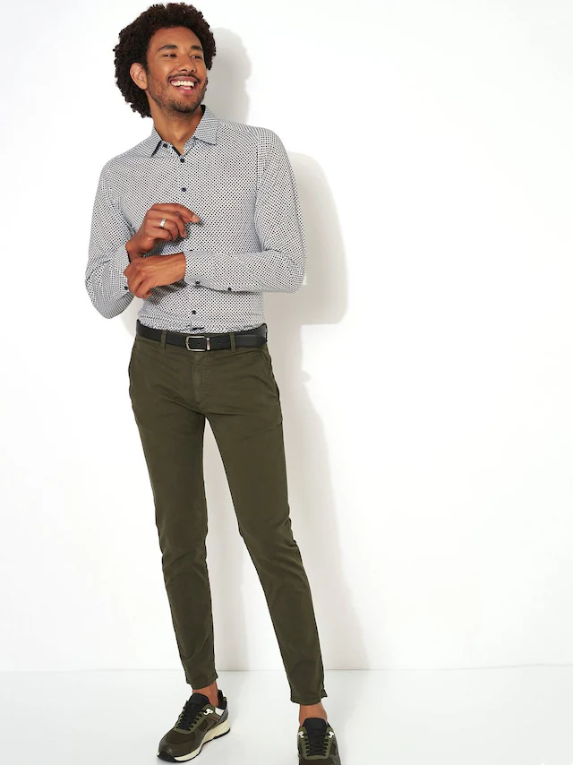 DESOTO Langarmhemd »Jerseyhemd Casual Kent langarm« Flexibler Stretch, mit Minimal Print, Kentkragen