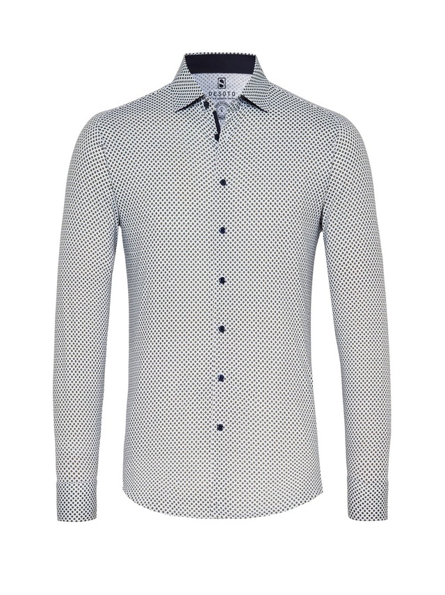 DESOTO Langarmhemd »Jerseyhemd Casual Kent langarm« Flexibler Stretch, mit Minimal Print, Kentkragen