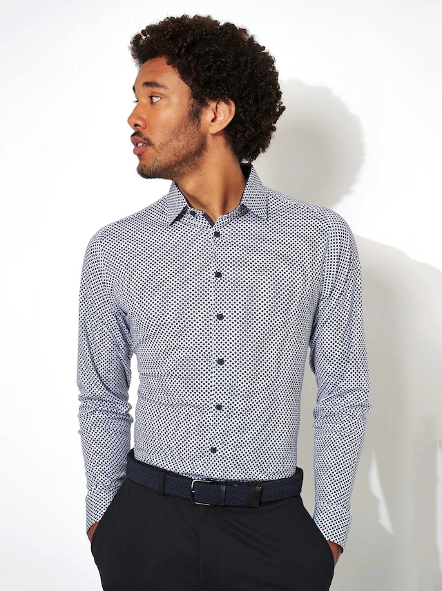 DESOTO Langarmhemd »Jerseyhemd Casual Kent langarm« Flexibler Stretch, mit Minimal Print, Kentkragen