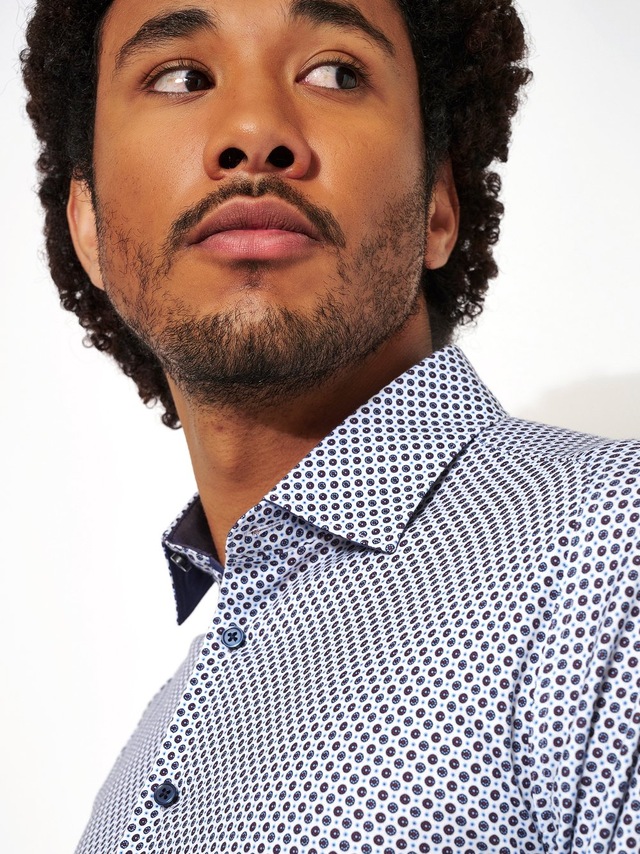 DESOTO Langarmhemd »Jerseyhemd Casual Kent langarm« Flexibler Stretch, mit Minimal Print, Kentkragen
