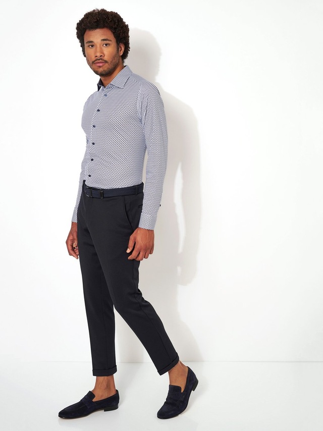 DESOTO Langarmhemd »Jerseyhemd Casual Kent langarm« Flexibler Stretch, mit Minimal Print, Kentkragen