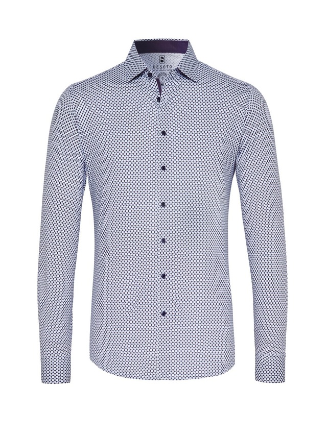 DESOTO Langarmhemd »Jerseyhemd Casual Kent langarm« Flexibler Stretch, mit Minimal Print, Kentkragen