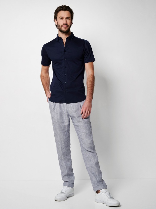 DESOTO Kurzarmhemd »Jerseyhemd Casual Modern Button Down halbarm« Flexibler Stretch