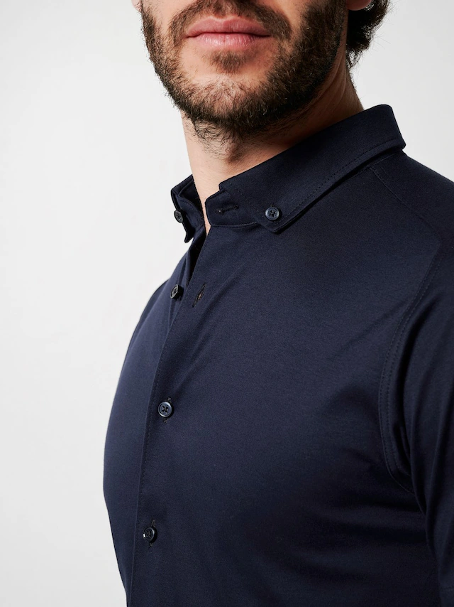 DESOTO Kurzarmhemd »Jerseyhemd Casual Modern Button Down halbarm« Flexibler Stretch