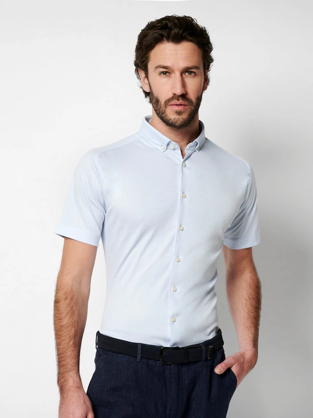 DESOTO Kurzarmhemd »Jerseyhemd Casual Modern Button Down halbarm« Flexibler Stretch