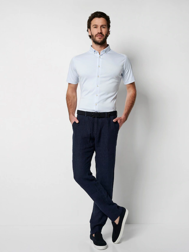 DESOTO Kurzarmhemd »Jerseyhemd Casual Modern Button Down halbarm« Flexibler Stretch
