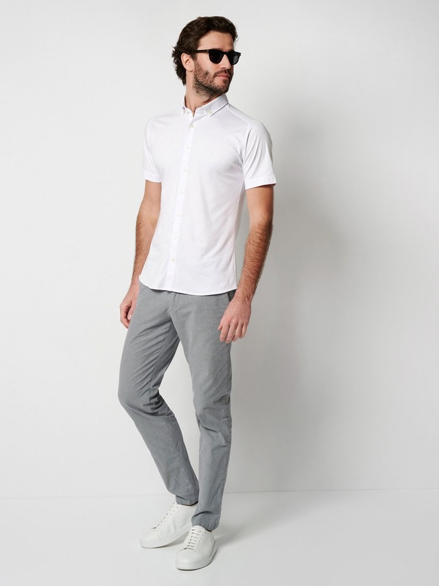 DESOTO Kurzarmhemd »Jerseyhemd Casual Modern Button Down halbarm« Flexibler Stretch