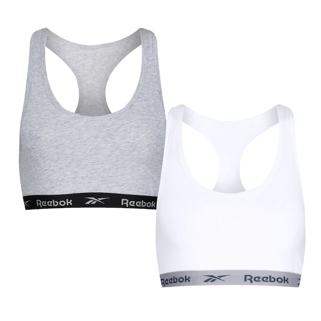 Reebok Bustier »FRANKIE« 2er-Pack, breite Träger, ohne Verschluss, ohne Bügel, mit Logo, Baumwollmix