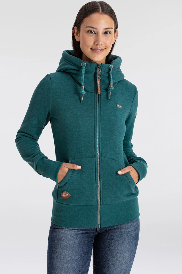 Ragwear Sweatjacke »NESKA ZIP O« figurbetont in melierter Optik und mit großer Kapuze