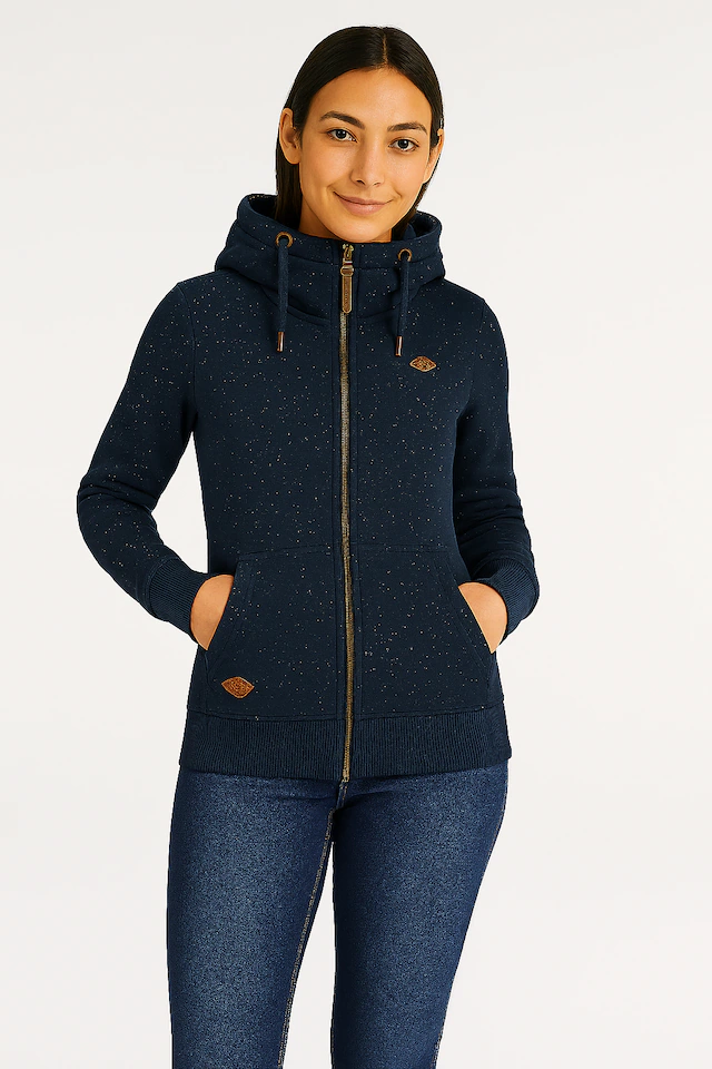 Ragwear Sweatjacke »NESKA ZIP O« figurbetont in melierter Optik und mit großer Kapuze