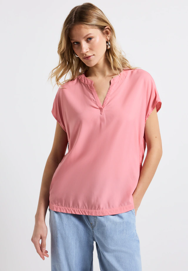STREET ONE Kurzarmbluse Split Neck