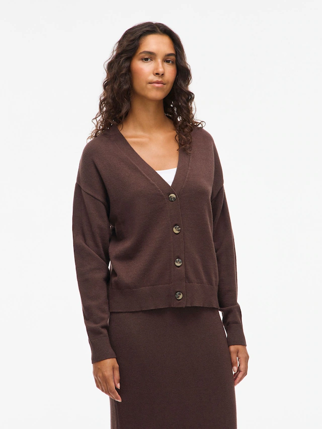 Vila Strickjacke »VIRIL V-NECK KNIT CARDIGAN - NOOS« Materialmix, regular fit
