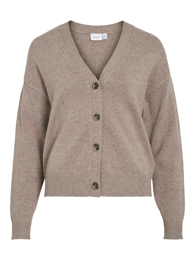 Vila Strickjacke »VIRIL V-NECK KNIT CARDIGAN - NOOS« Materialmix, regular fit