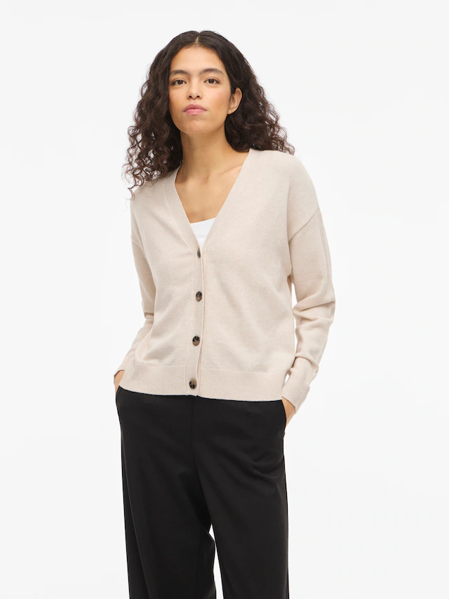 Vila Strickjacke »VIRIL V-NECK KNIT CARDIGAN - NOOS« Materialmix, regular fit
