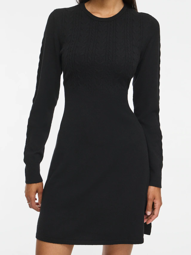 Vila Strickkleid »VIKERRY O-NECK KNIT DRESS - NOOS« Materialmix, regular fit
