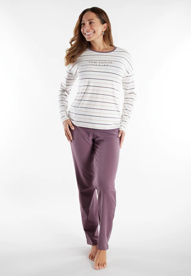 TOM TAILOR Pyjama »Zaria« 2 gestreiftes Oberteil, mit Rundhalsausschnitt und langem Arm