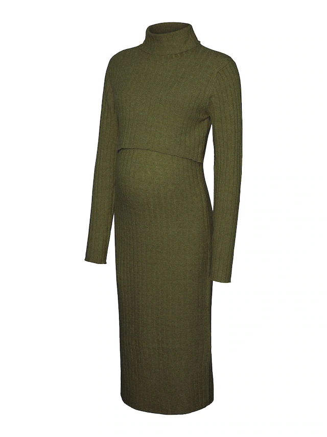 Mamalicious Strickkleid »MLSUNIVA JUNE LS KNIT MIDI DRESS 2F NOOS« Materialmix, regular fit