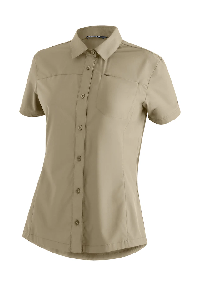 Maier Sports Funktionsbluse »Magos S/S W« Damen Hemdbluse, atmungsaktives Freizeit-Hemd, Taillierter Schnitt