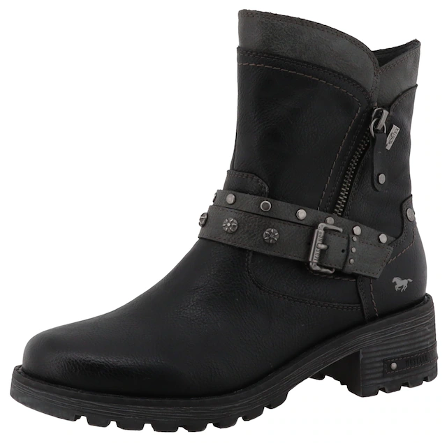 Mustang Shoes Winterboots »Haukea« Biker Boots mit Blockabsatz und TEX-Membrane