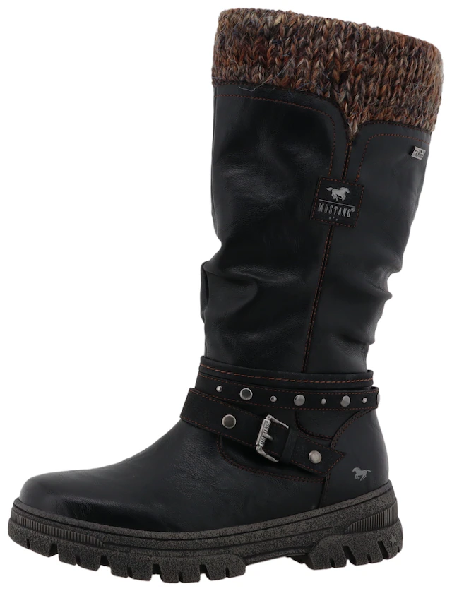 Mustang Shoes Winterstiefel »Tabitha« Stiefel mit Zierriemchen und Blockabsatz
