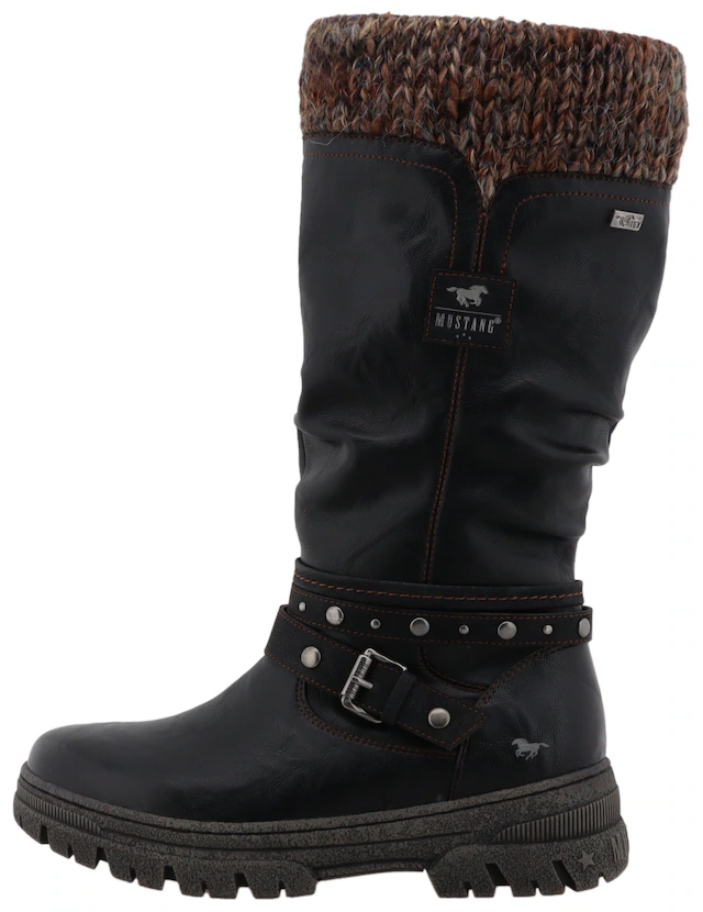 Mustang Shoes Winterstiefel »Tabitha« Stiefel mit Zierriemchen und Blockabsatz
