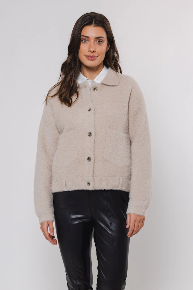 Rino & Pelle Cardigan »BUBBLY« mit flauschiger Optik, Langarm, Rundhals, ohne Kapuze, aus Materialmix