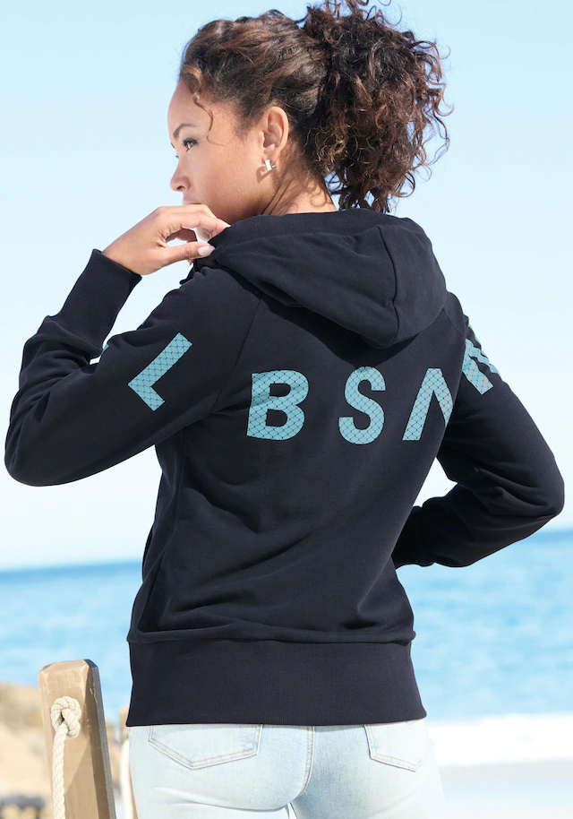 Elbsand Kapuzensweatjacke »Kalea« mit großem Logodruck hinten, bequeme Freizeitjacke mit Taschen