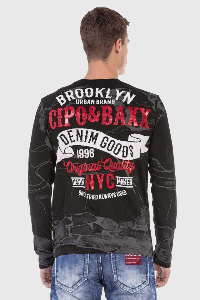 Cipo & Baxx T-Shirt »Sweatshirts« mit Print und Allover-Muster