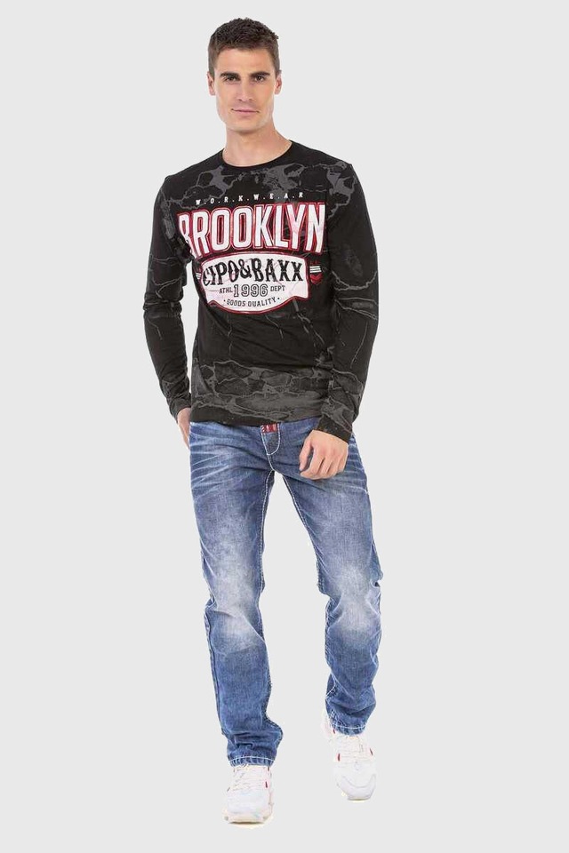 Cipo & Baxx T-Shirt »Sweatshirts« mit Print und Allover-Muster