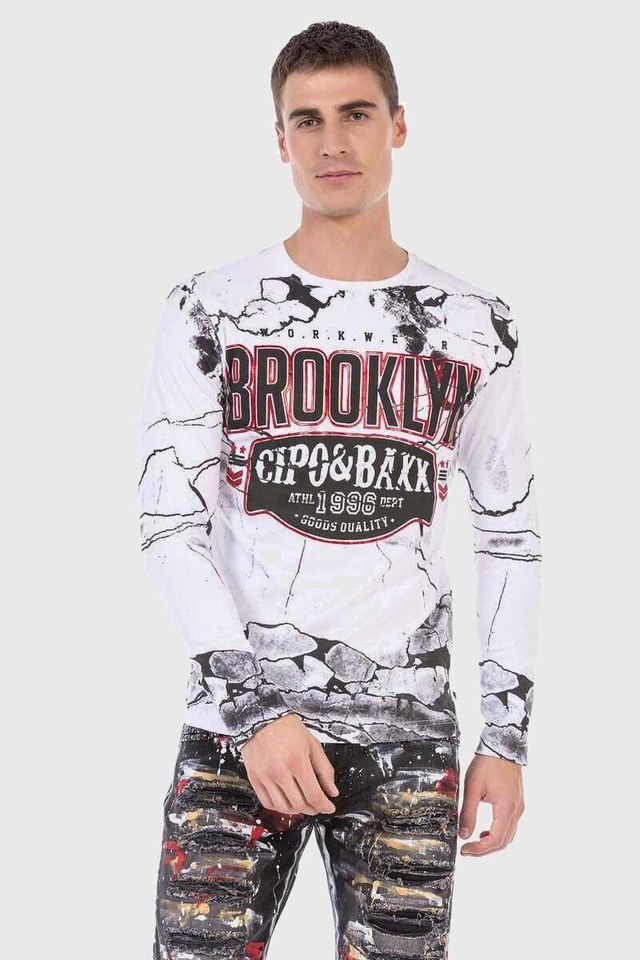 Cipo & Baxx T-Shirt »Sweatshirts« mit Print und Allover-Muster