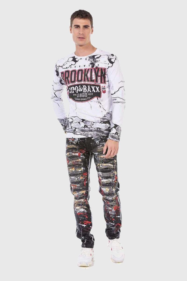Cipo & Baxx T-Shirt »Sweatshirts« mit Print und Allover-Muster