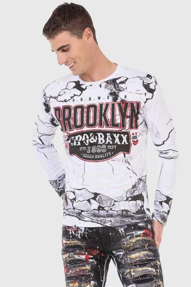Cipo & Baxx T-Shirt »Sweatshirts« mit Print und Allover-Muster