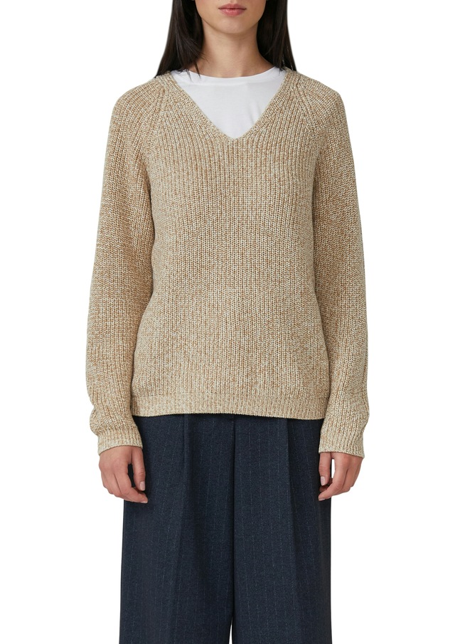 s.Oliver Strickpullover mit V-Ausschnitt, meliert