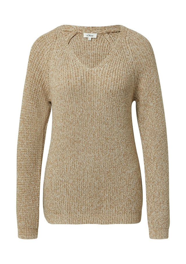 s.Oliver Strickpullover mit V-Ausschnitt, meliert