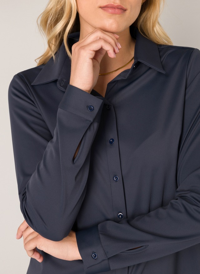 Base Level Langarmbluse »Tamara« mit Stretch und Knopfleiste