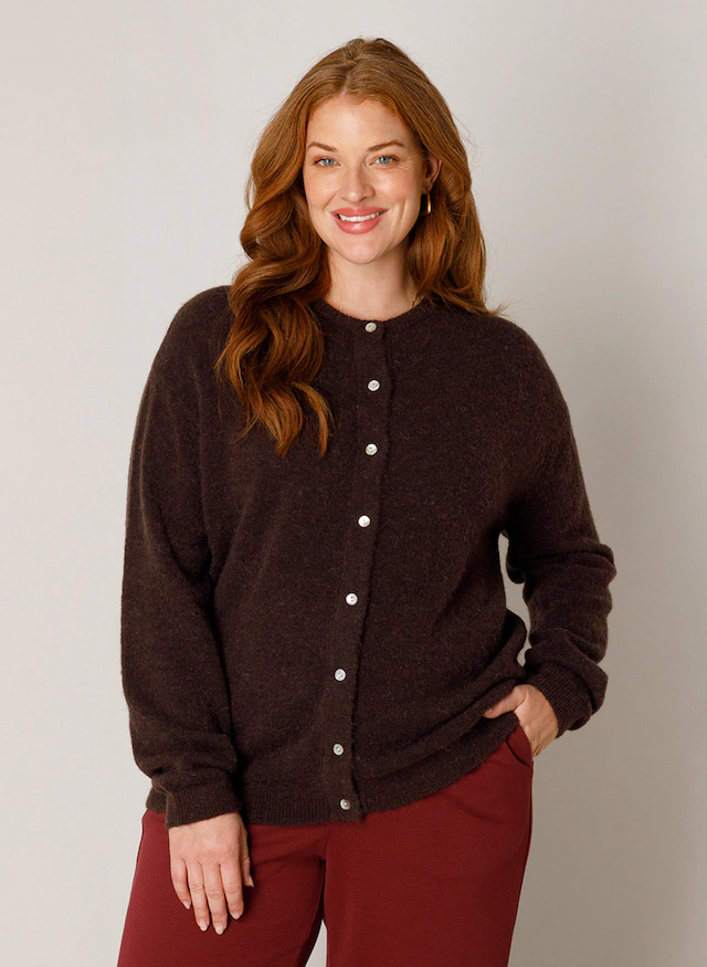 Base Level Curvy Cardigan »Yulia« mit Woll-Anteil und Knopfleiste