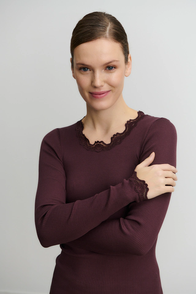 rosemunde Longsleeve »Babette silk shirt mit Seide« Langarm, mit Spitze, feminin, bequem, Seidenmix
