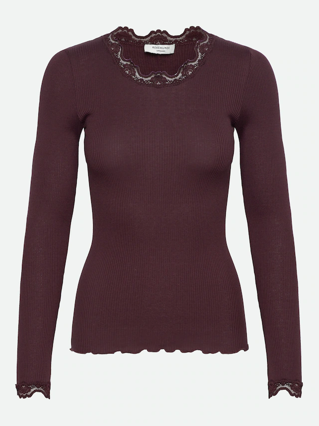 rosemunde Longsleeve »Babette silk shirt mit Seide« Langarm, mit Spitze, feminin, bequem, Seidenmix