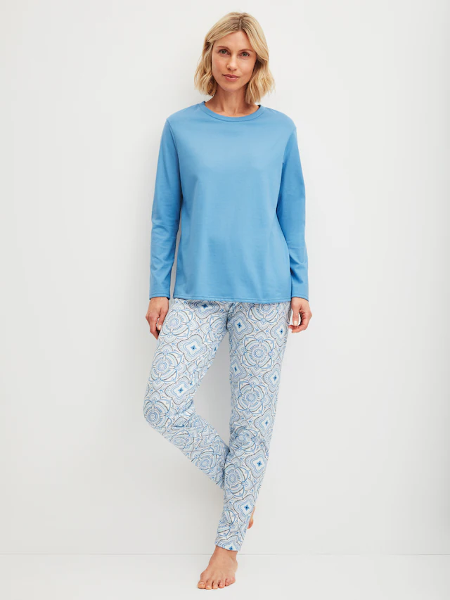 CALIDA Schlafanzug »Cotton Special« 2 tlg. Langarm, bequem, Baumwolle, Rundhals-Ausschnitt