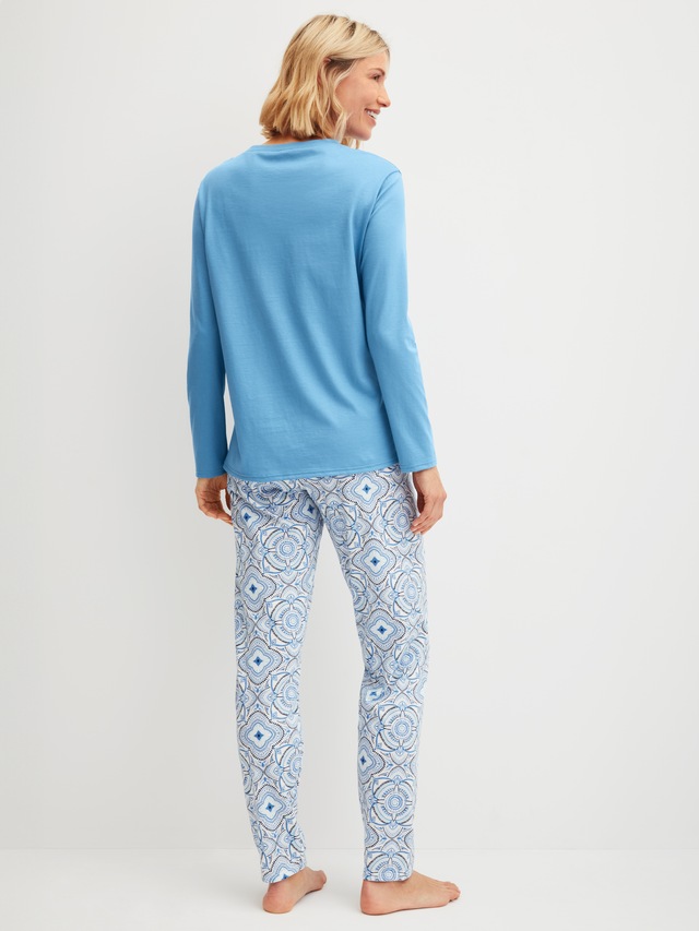 CALIDA Schlafanzug »Cotton Special« 2 tlg. Langarm, bequem, Baumwolle, Rundhals-Ausschnitt