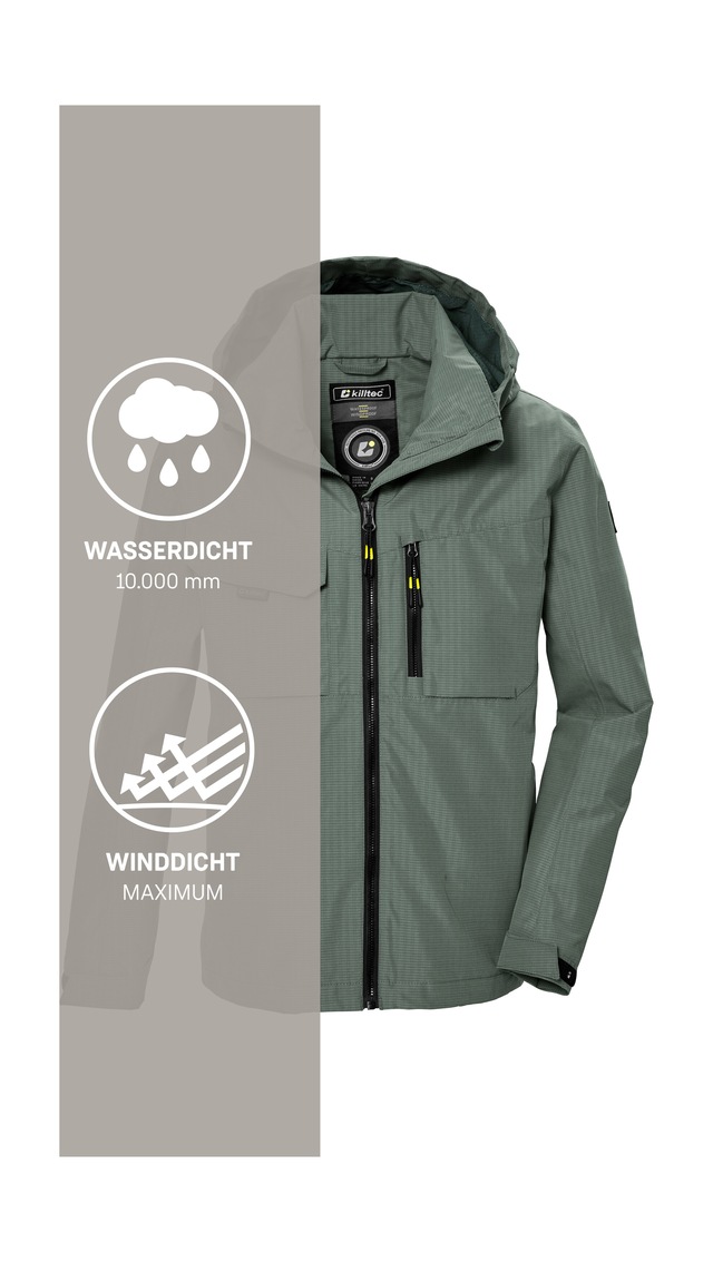 Killtec Funktionsjacke »KOS 140 BYS JCKT« Wasserdichte Kids-Jacke mit verstellbarer Kapuze und Saum