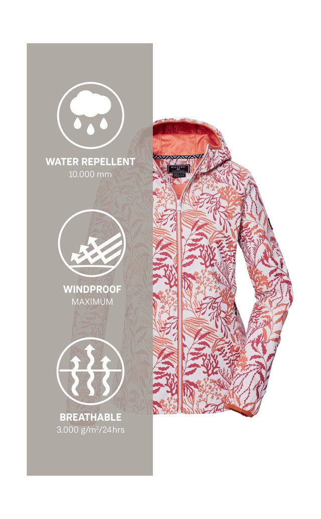 Killtec Softshelljacke »KOS 56 WMN SFTSHLL JCKT« Wasserabweisende, winddichte Softshelljacke mit floralem Print