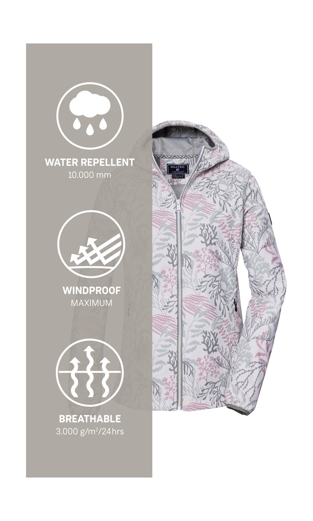 Killtec Softshelljacke »KOS 56 WMN SFTSHLL JCKT« Wasserabweisende, winddichte Softshelljacke mit floralem Print