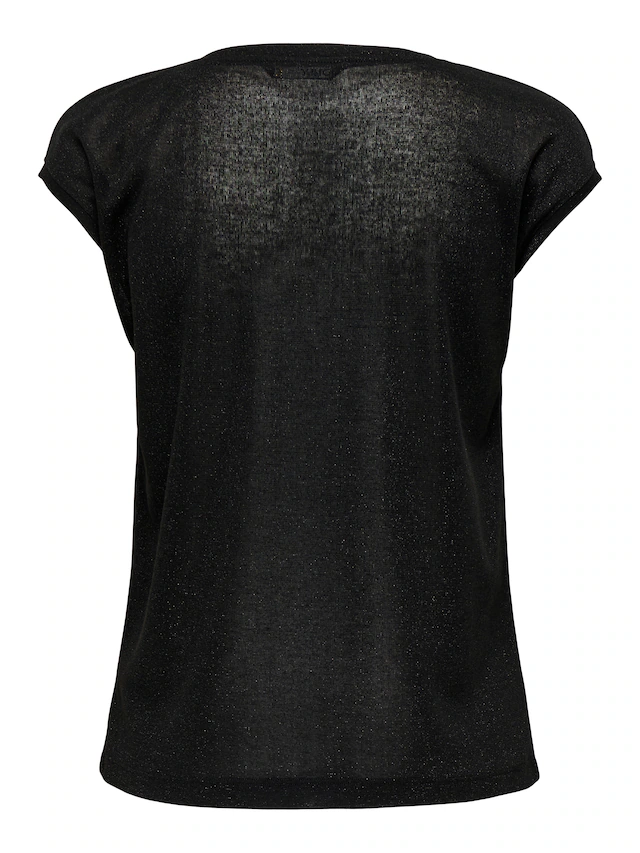 ONLY Kurzarmshirt »ONLSILVERY S/S V NECK LUREX TOP JRS NOOS« Materialmix mit Glitzer, loose fit, Rundhals