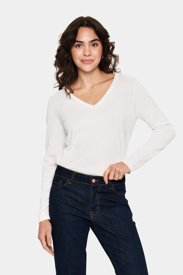 Saint Tropez Strickpullover »MilaSZ LS V-Neck Pullover« Viskosemischung, Regular fit