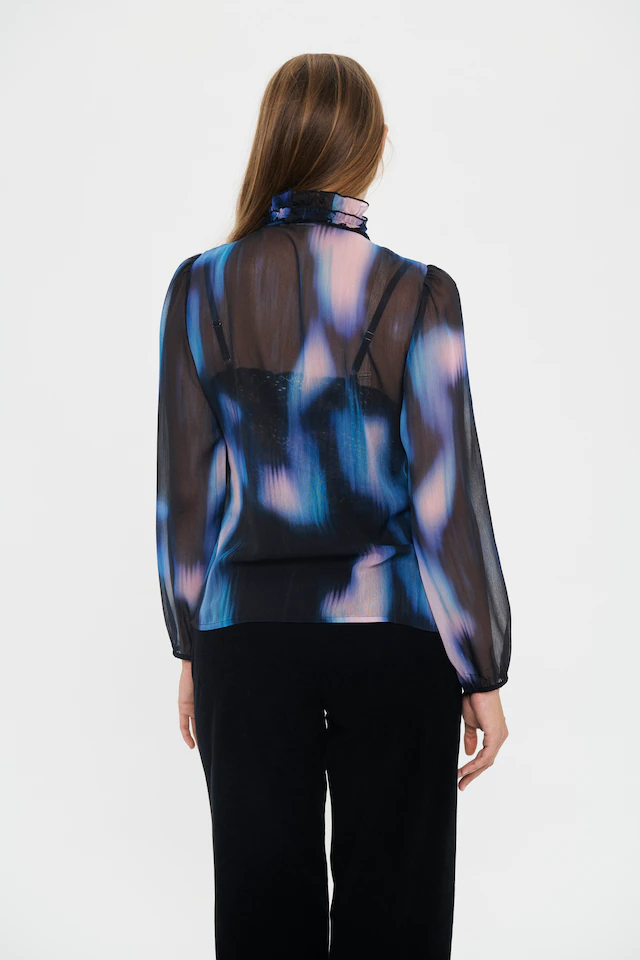 Saint Tropez Rüschenbluse »LiljaSZ Crinkle LS Shirt« Kunstfaser, Regular fit