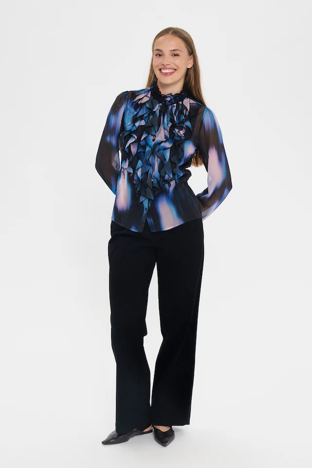 Saint Tropez Rüschenbluse »LiljaSZ Crinkle LS Shirt« Kunstfaser, Regular fit