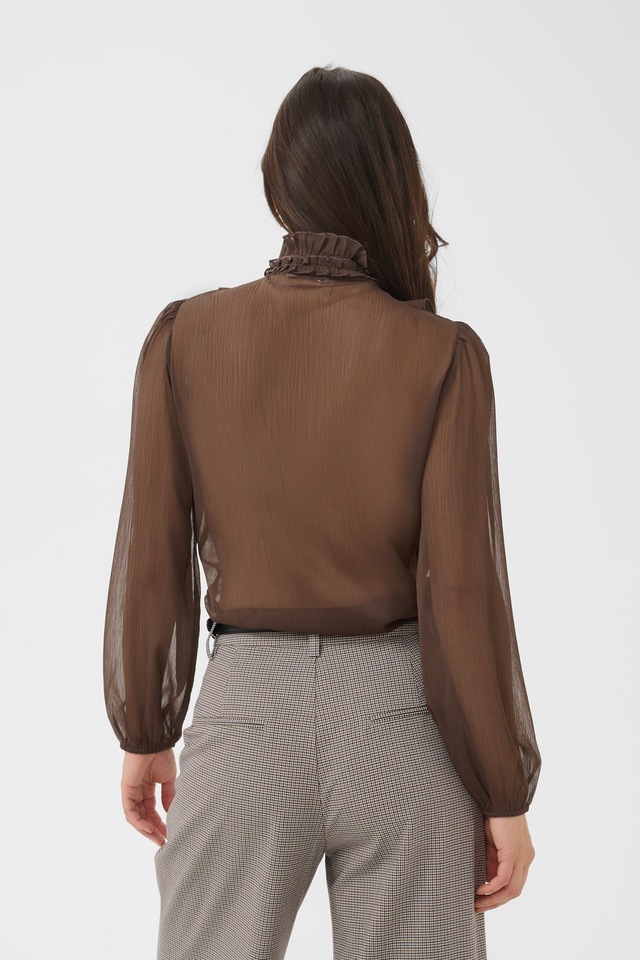 Saint Tropez Rüschenbluse »LiljaSZ Crinkle LS Shirt« Kunstfaser, Regular fit