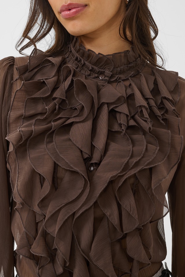 Saint Tropez Rüschenbluse »LiljaSZ Crinkle LS Shirt« Kunstfaser, Regular fit